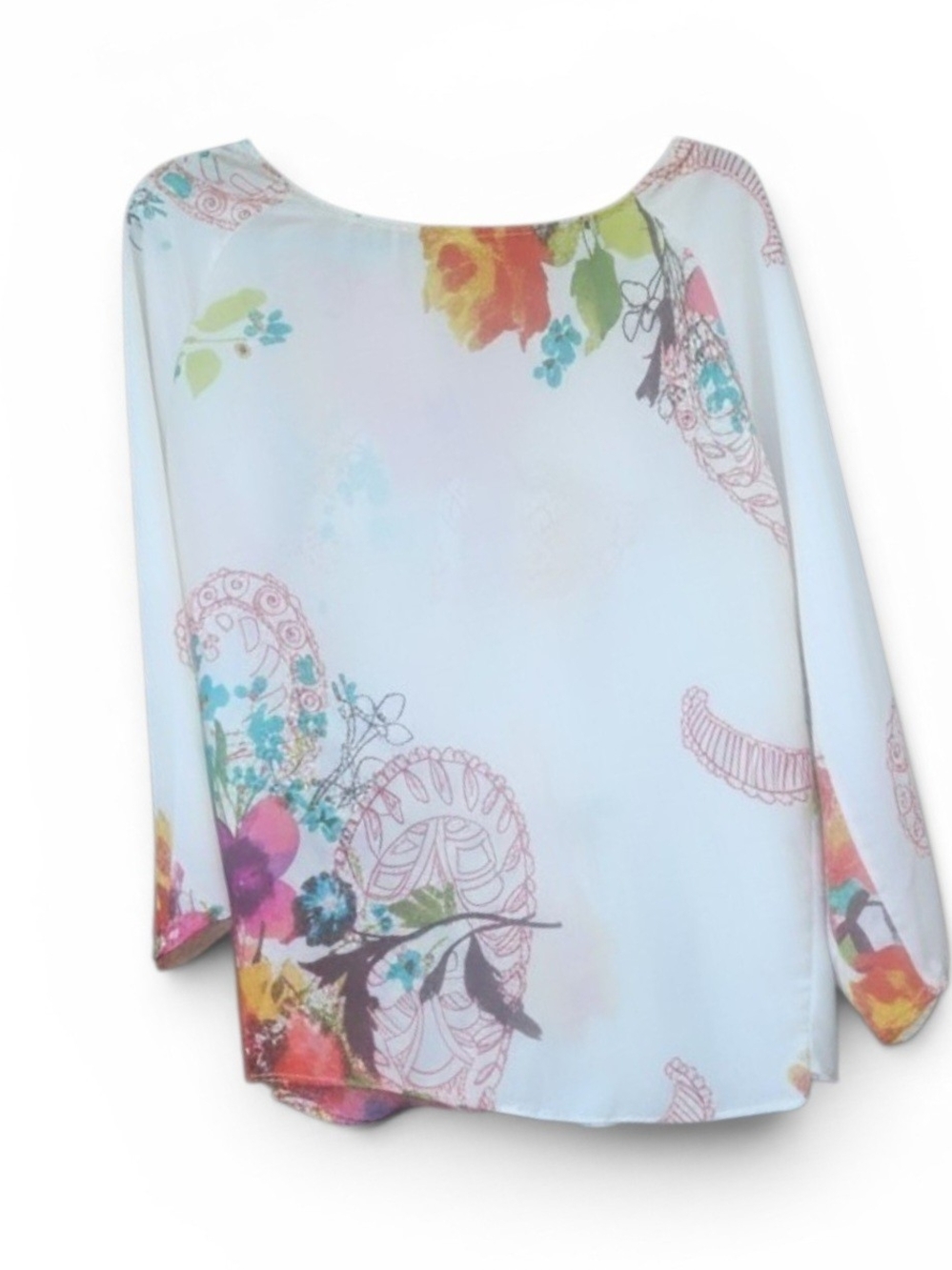 Sunny Leigh Watercolor Floral Blouse Multicolor Print Size Large - Picture 2 of 3